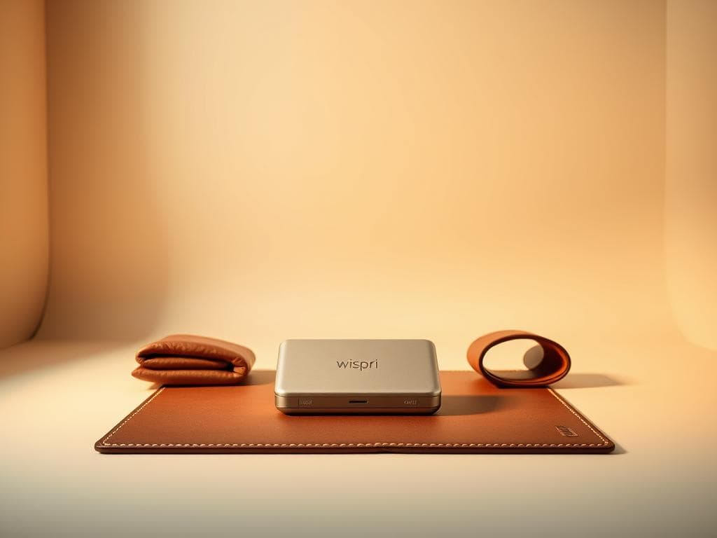 A high-quality, meticulously crafted product from the Wispri brand, displayed in a well-lit, minimalist studio setting. Smooth, seamless surfaces in premium materials like brushed aluminum, tempered glass, and soft leather convey a sense of luxury and attention to detail. Carefully arranged with perfect symmetry, the product occupies the foreground, cast in warm, diffused lighting that highlights its sleek, elegant design. The middle ground features a subtly textured backdrop, allowing the product to take center stage. The overall mood is one of sophistication, refinement, and the inherent value of a quality, thoughtfully-engineered item.