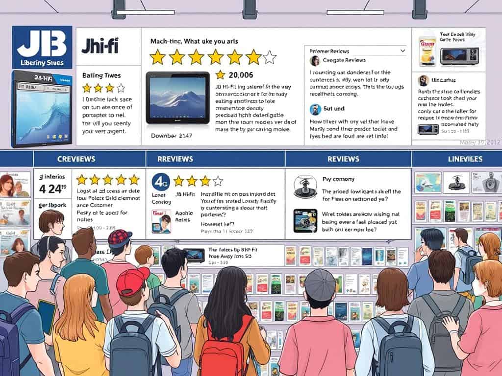 Generate an image of JB Hi-Fi's customer review section for a popular electronic product.