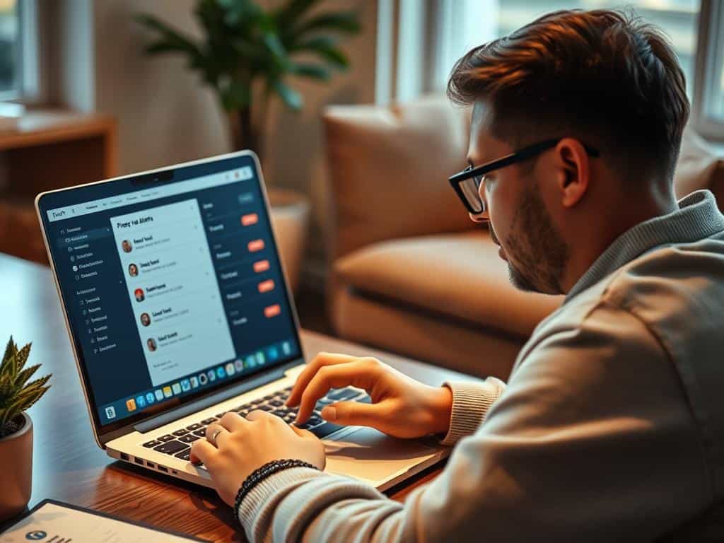 Generate an image of a person setting up price alerts on their laptop using Wispri's platform.