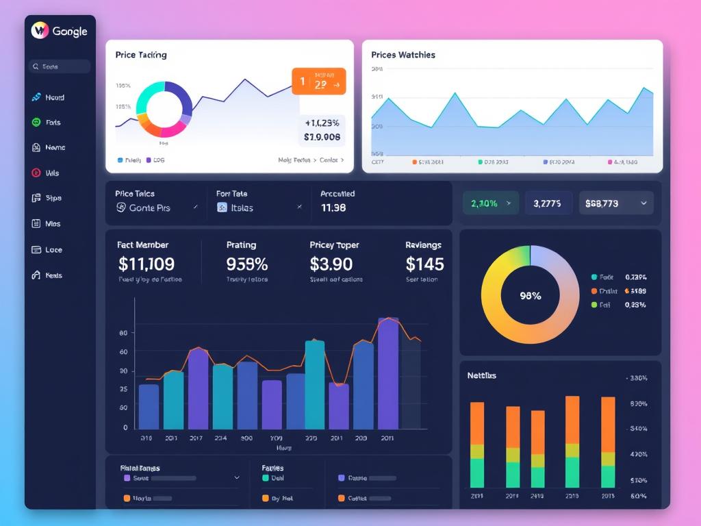 Generate an image of a user-friendly dashboard displaying price tracking data and review ratings.