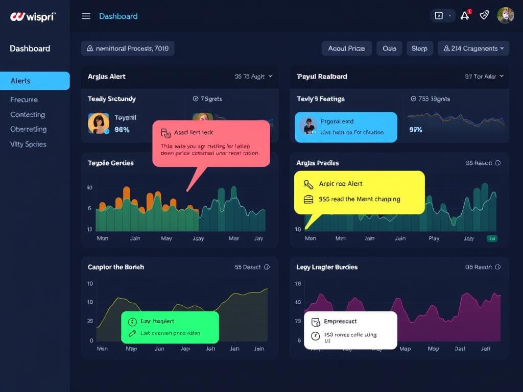 Image generation prompt: A screenshot of Wispri's price tracking dashboard showing price drops and alerts for various products.