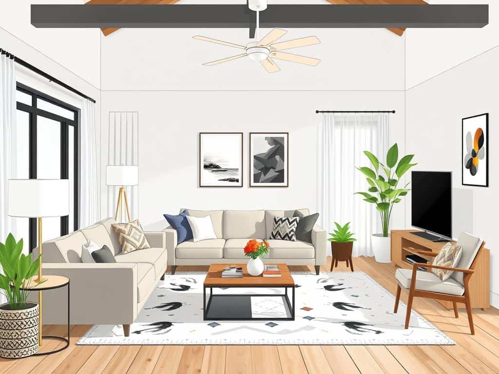 Image of a modern Australian living room with newly purchased furniture