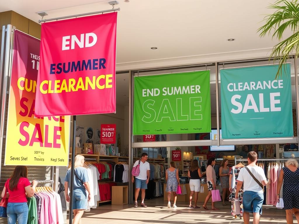 Image of a store having end-of-summer clearance sales