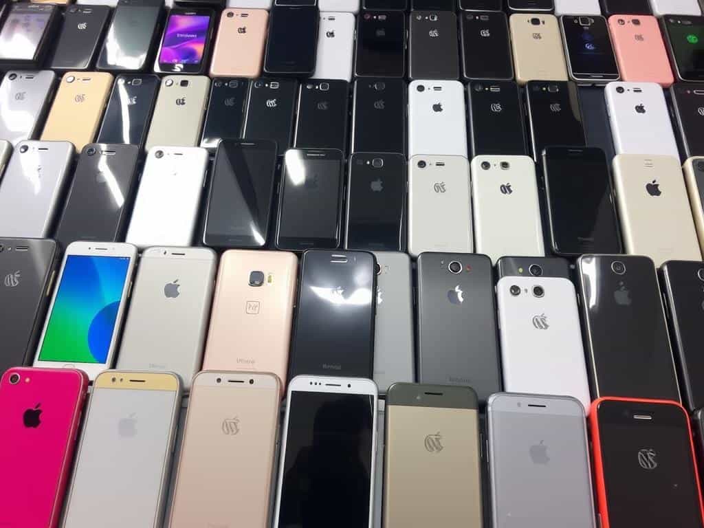 Image of various smartphones on sale