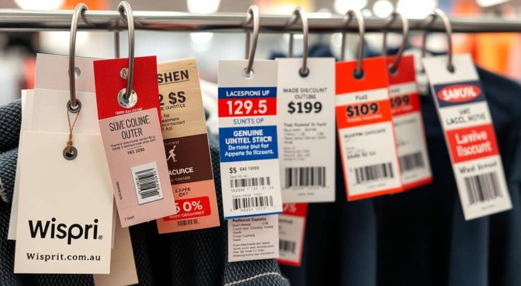 outlet store tags and labels comparison